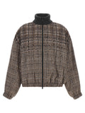 Brown Checks Mock Collar Jacket 1