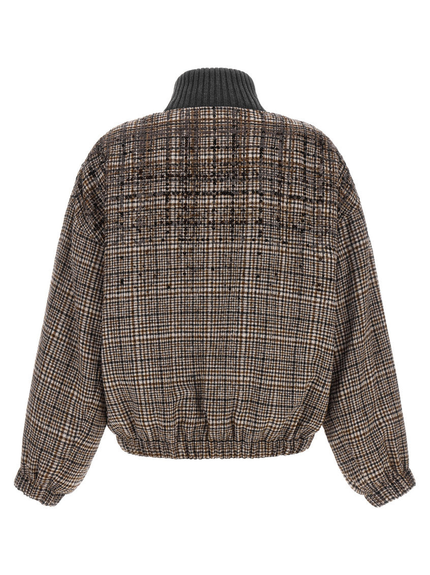 Brown Checks Mock Collar Jacket 2