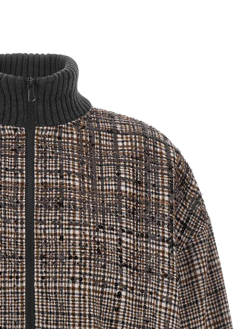 Brown Checks Mock Collar Jacket 3