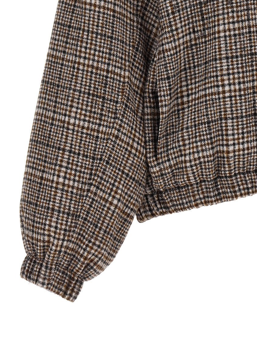 Brown Checks Mock Collar Jacket 4