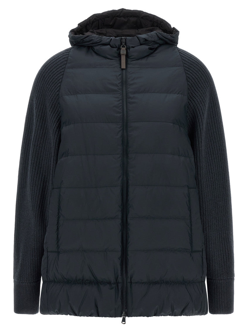 Blue Quilted Hood Jacket 1