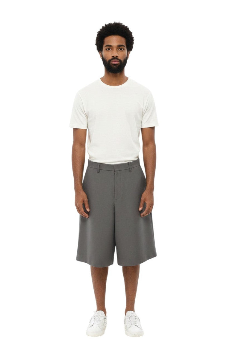 Grey Loose Solid Shorts 1