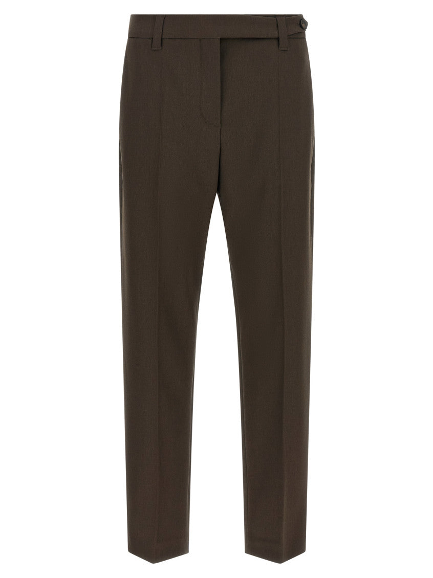 Brown Tapered Flat Front Pants 1