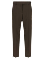 Brown Tapered Flat Front Pants 1