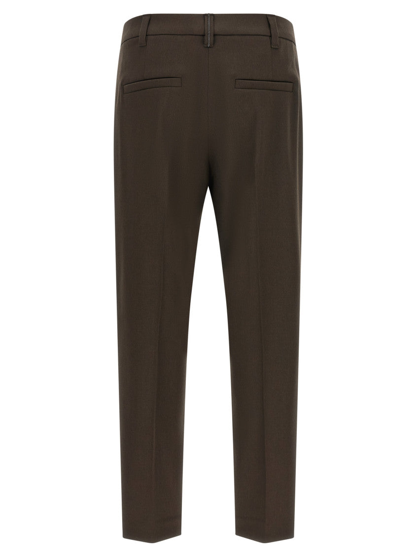 Brown Tapered Flat Front Pants 2