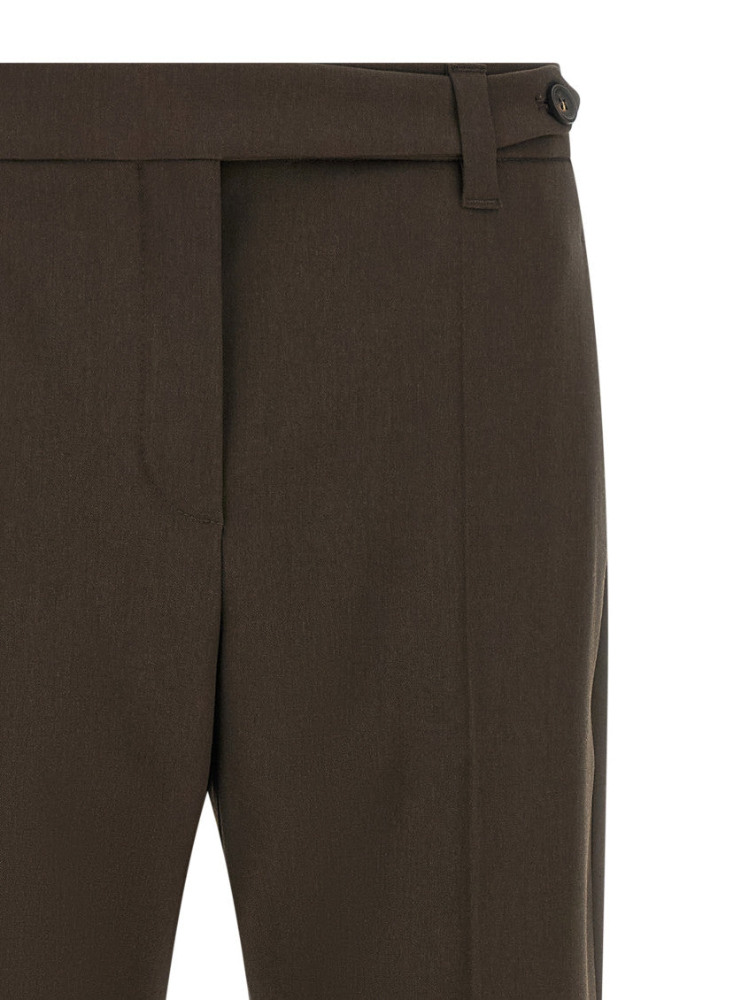 Brown Tapered Flat Front Pants 3