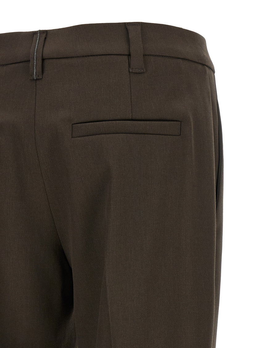 Brown Tapered Flat Front Pants 4