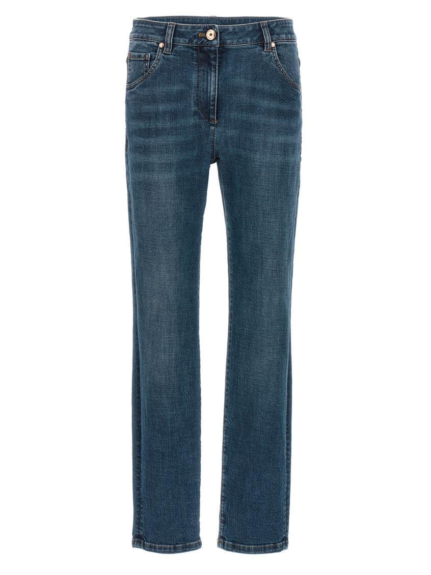 Blue Straight Flat Front Jeans 1