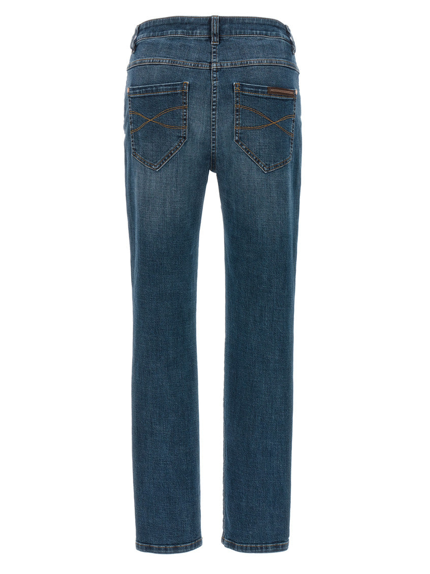 Blue Straight Flat Front Jeans 2