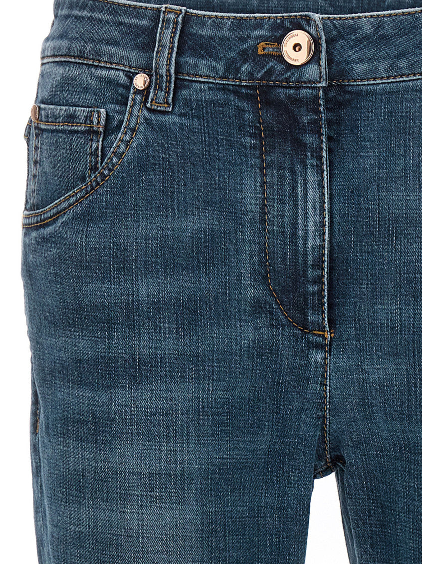 Blue Straight Flat Front Jeans 3