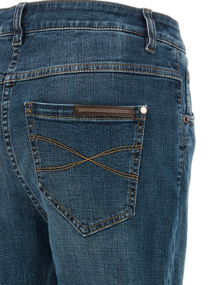 Blue Straight Flat Front Jeans 4