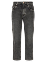 Grey Straight Mid Rise Jeans 1