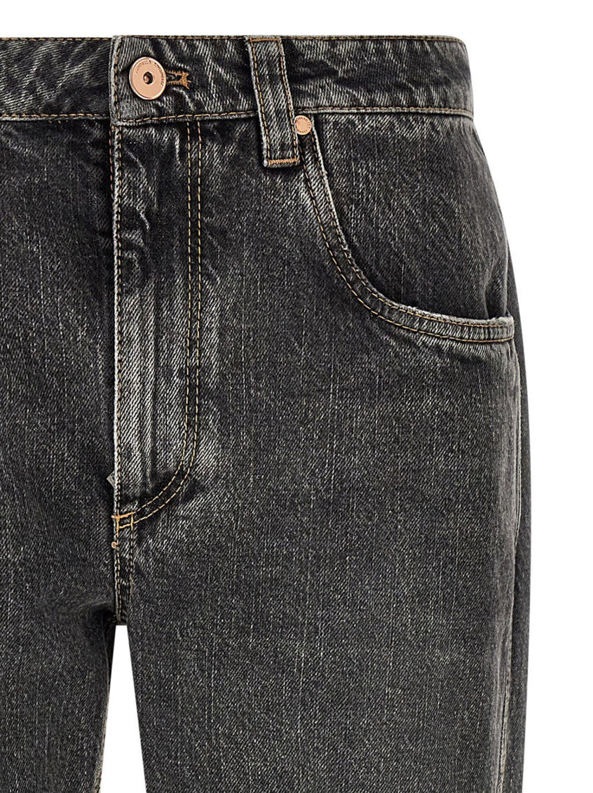 Grey Straight Mid Rise Jeans 3
