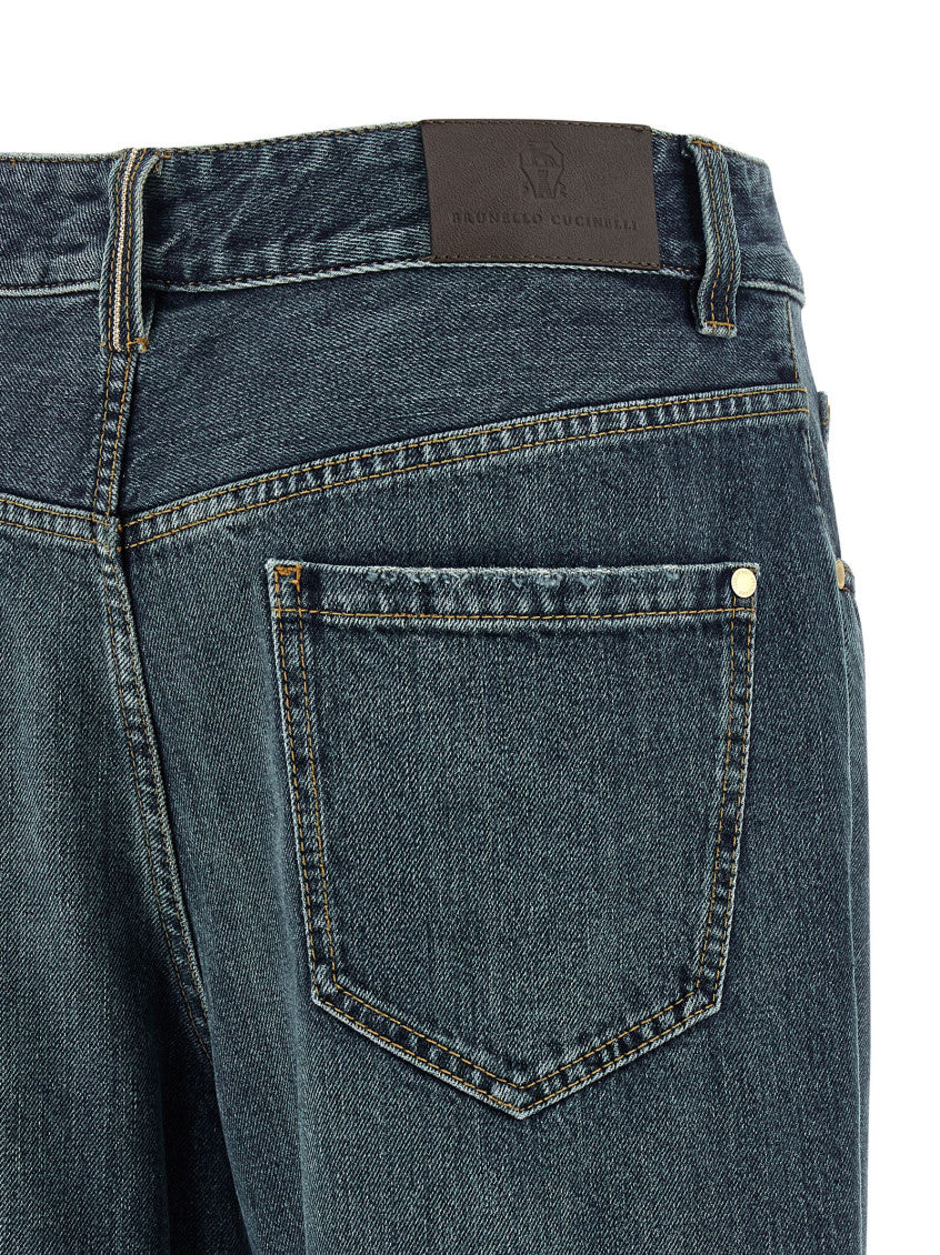 Blue Loose Mid Rise Jeans 4