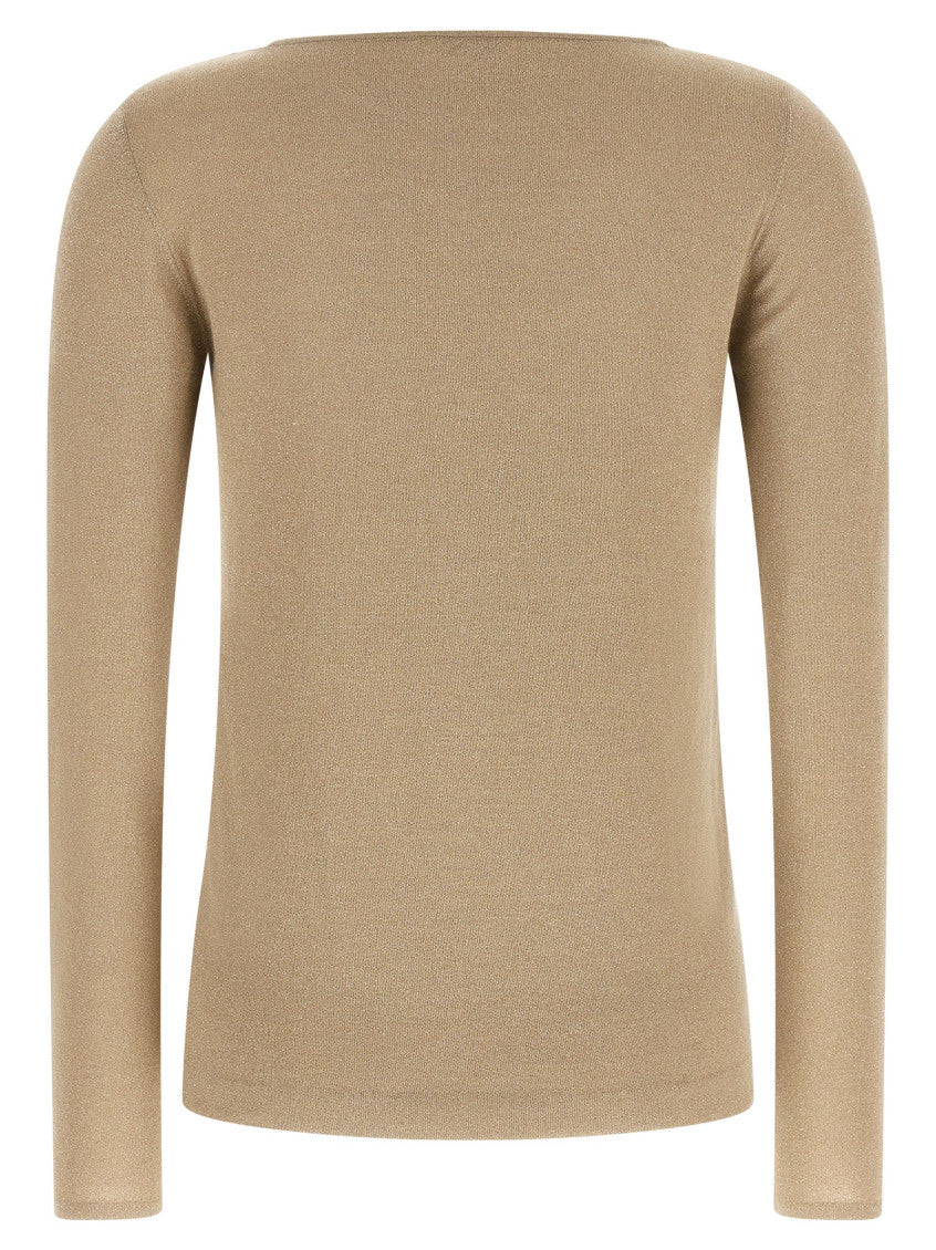 Beige Solid Boat Neck Sweater 2