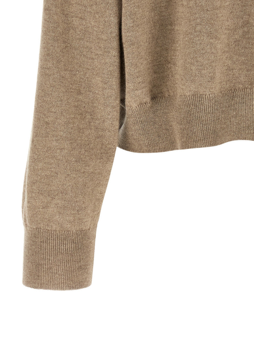 Beige Embellished Turtle Neck Sweater 4