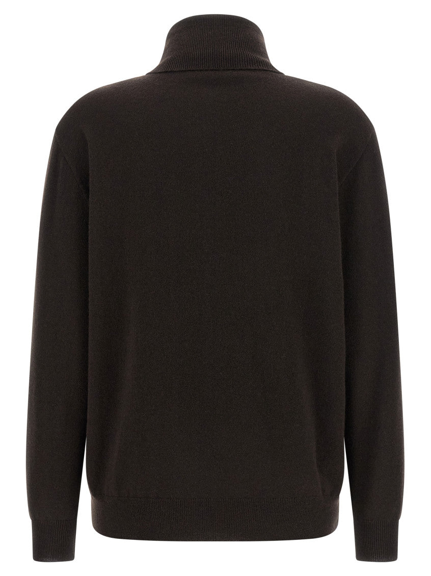 Brown Solid Turtle Neck Sweater 2