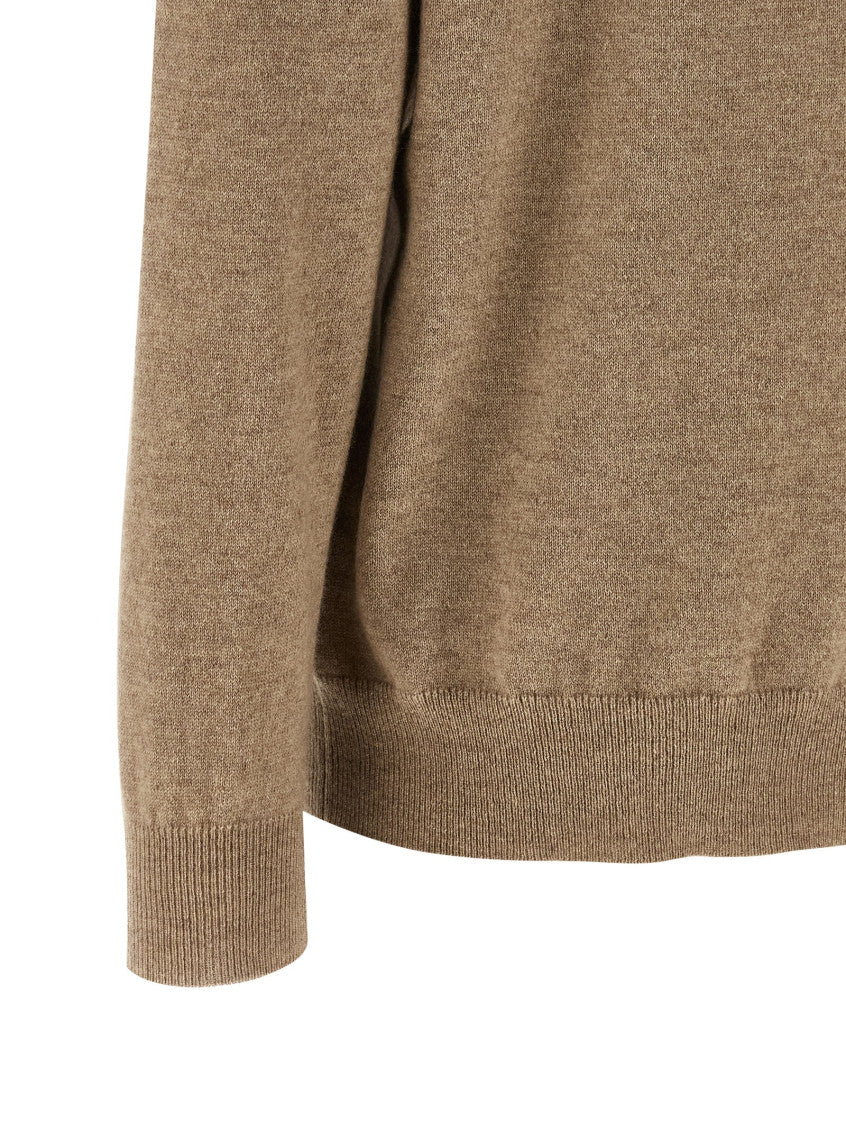Beige Solid Turtle Neck Sweater 4