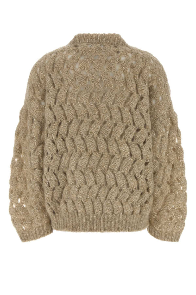 Beige Knitted Crew Neck Sweater 2