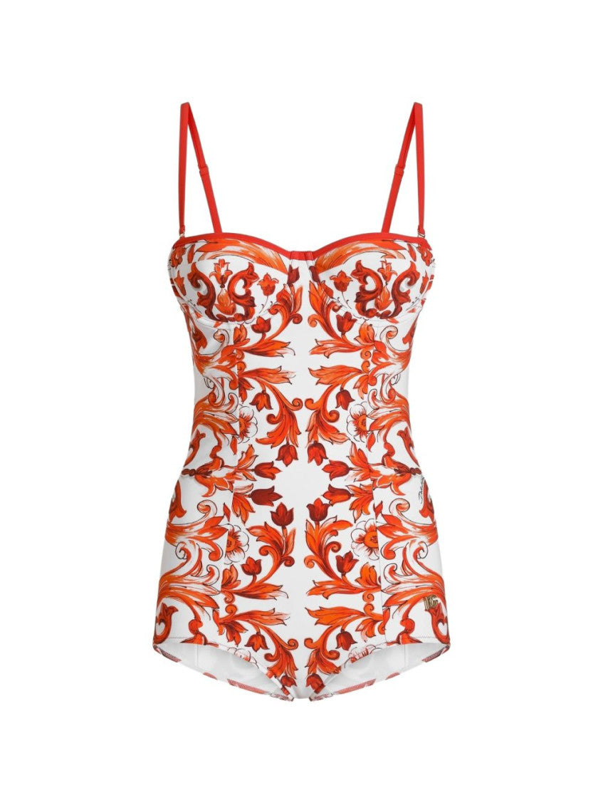 Orange Printed Swimwear 1