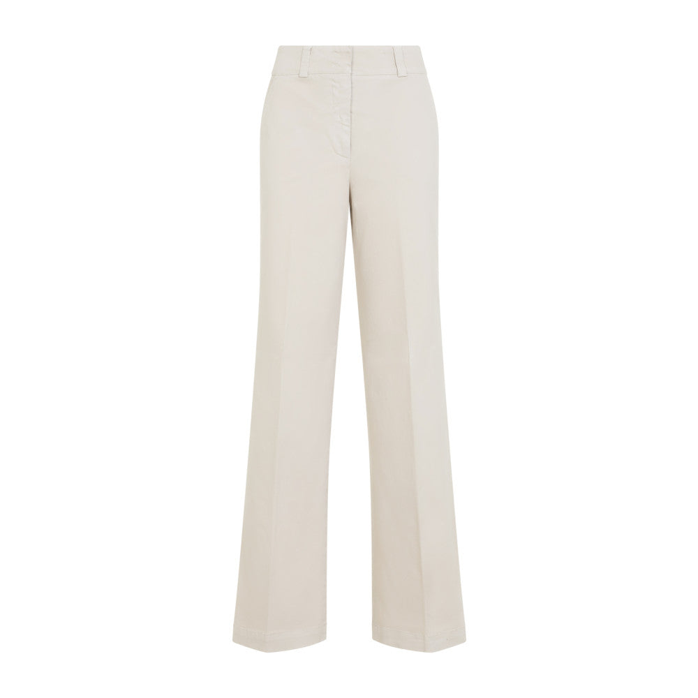 Beige Straight Flat Front Pants 1
