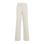Beige Straight Flat Front Pants 1