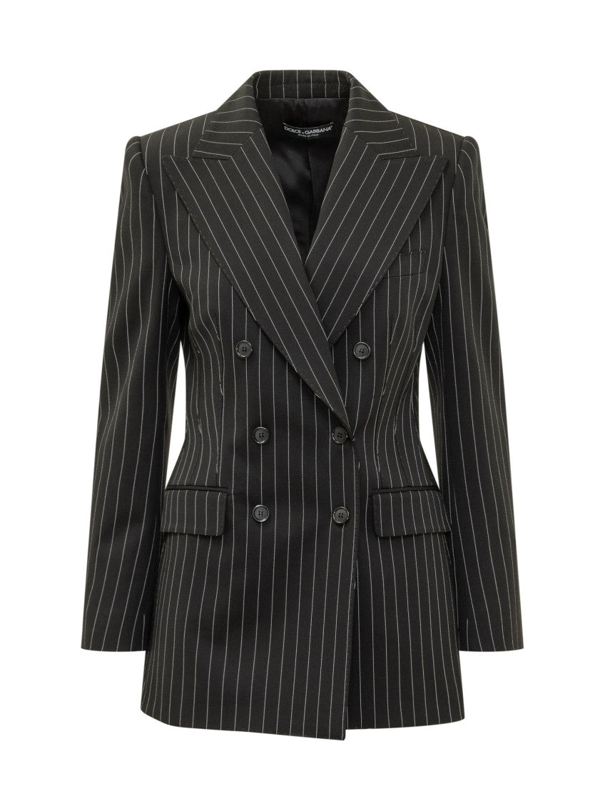 Grey Stripes Notched Lapel Blazer 1