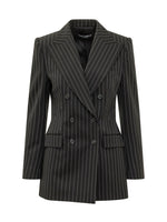 Grey Stripes Notched Lapel Blazer 1