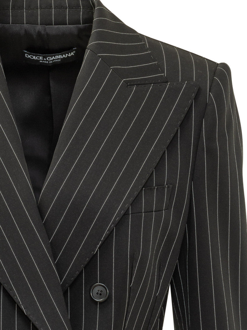 Grey Stripes Notched Lapel Blazer 3