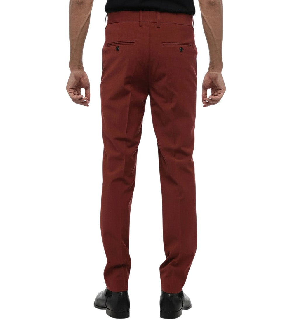 Red Tailored Flat Front Trousers 2