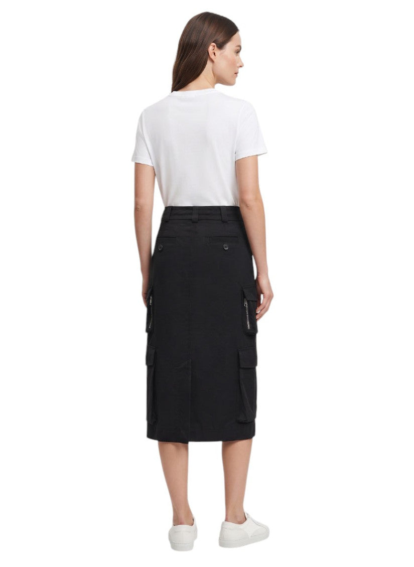 Black Solid Midi Skirt 2