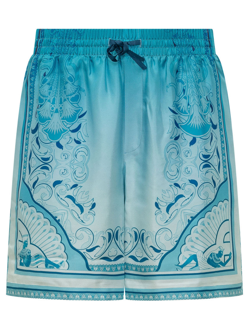Blue Floral Print Shorts 1