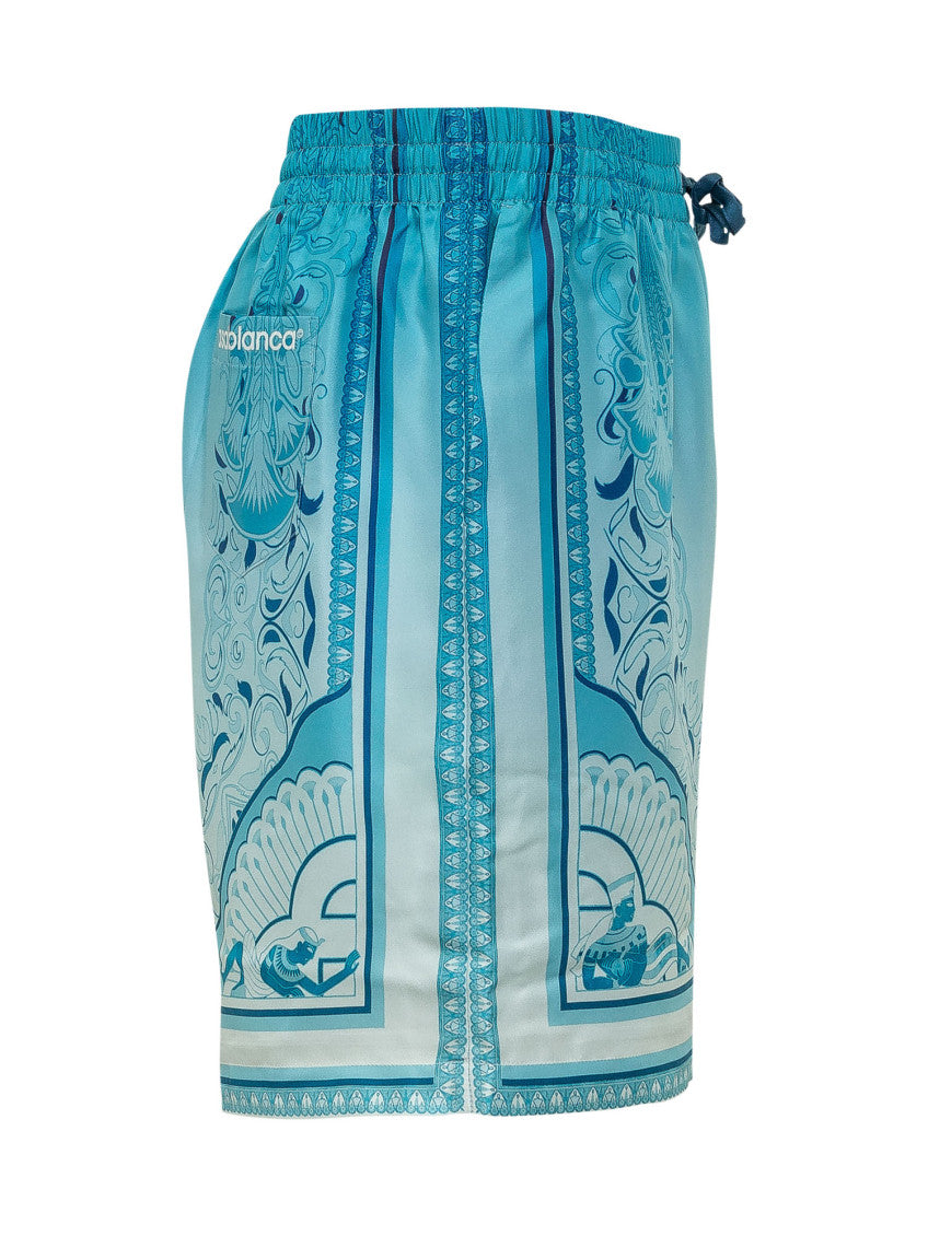 Blue Floral Print Shorts 3