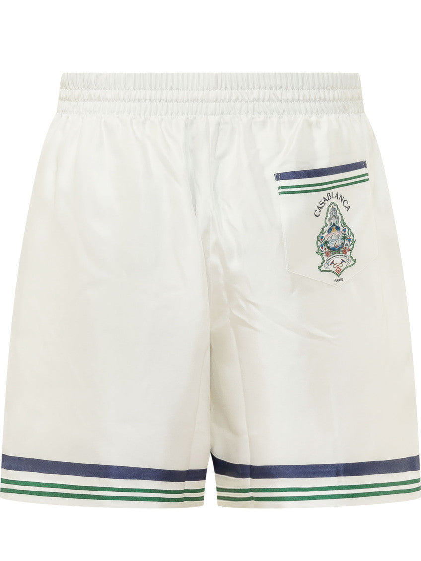 White Relaxed Stripes Shorts 2