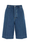 Blue Solid Denim Shorts 1