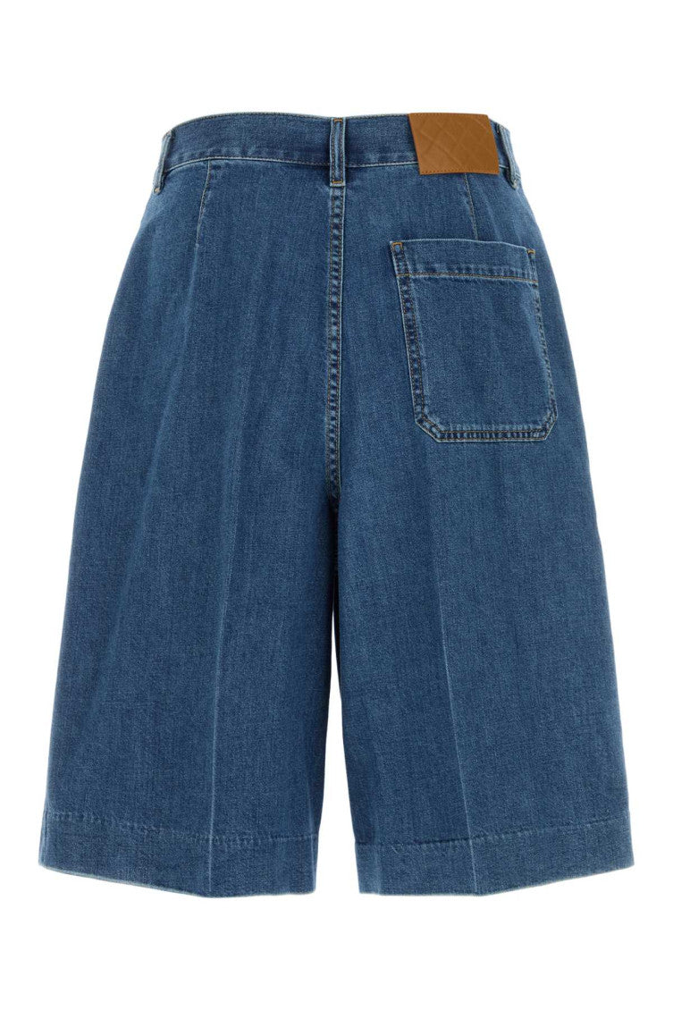 Blue Solid Denim Shorts 2