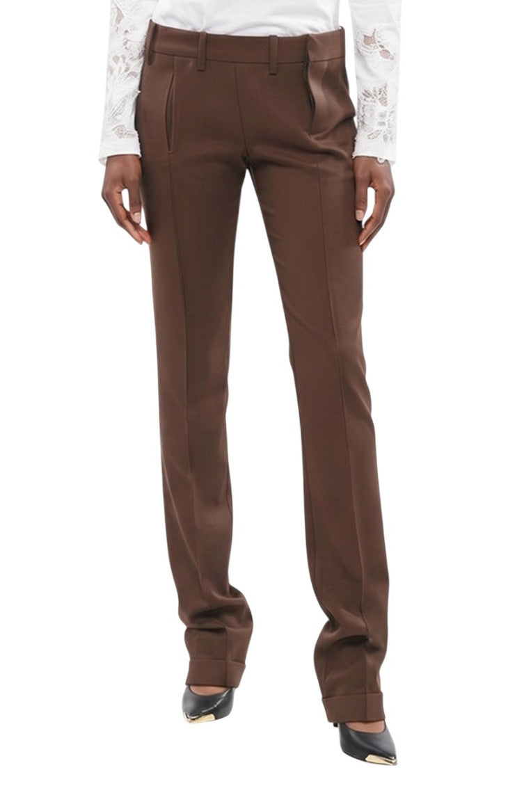 Brown Straight Flat Front Pants 1