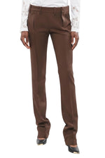 Brown Straight Flat Front Pants 1