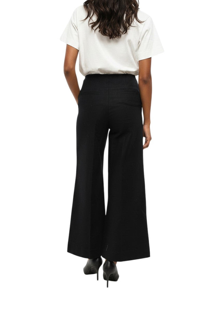 Black Flared Flat Front Pant 2