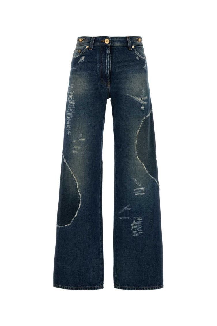 Blue Relaxed Flat Front Pants 1