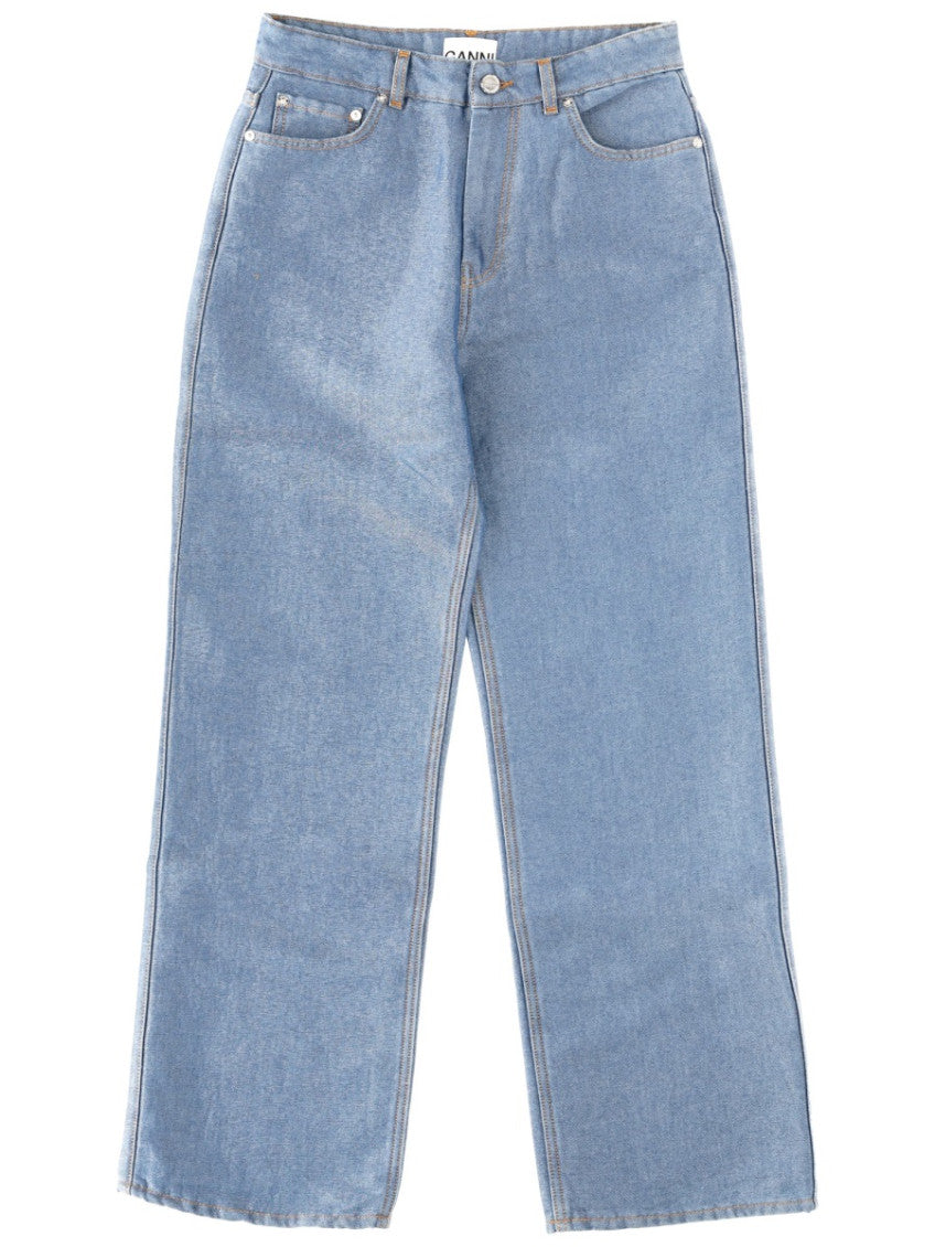 Blue Mid Rise Loose Jeans 1