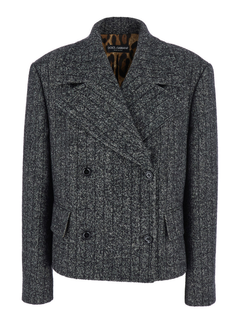 Black Textured Notched Lapel Blazer 1