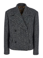 Black Textured Notched Lapel Blazer 1