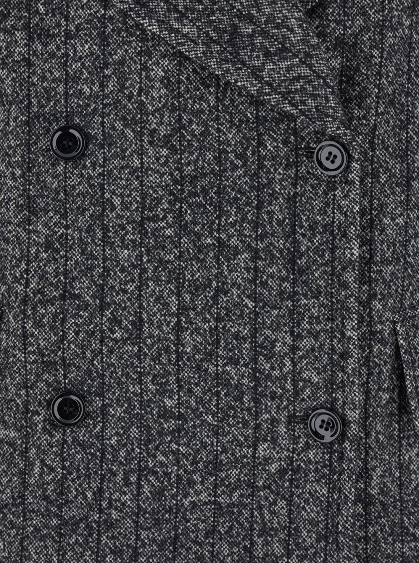 Black Textured Notched Lapel Blazer 3
