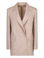 Beige Solid Notched Lapel Blazer 1
