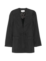 Grey Solid Notched Lapel Blazer 1