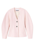 Pink Solid V Neck Jacket 1