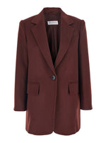 Red Solid Notched Lapel Blazer 1