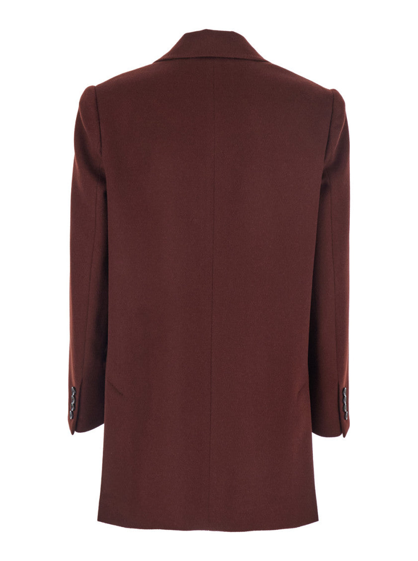 Red Solid Notched Lapel Blazer 2