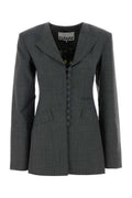 Grey Solid Notched Lapel  Blazer 1